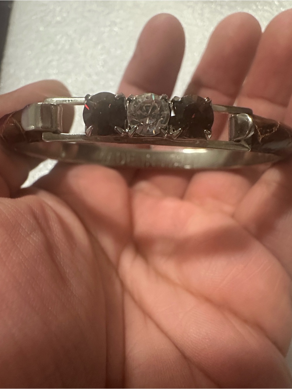 Gold-Tone Bracelet with Black and Clear Stones